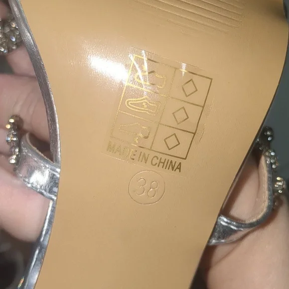 Silver Rhinestone Snake Wrap Peep Toe Stiletto Heels - Picture 6 of 9